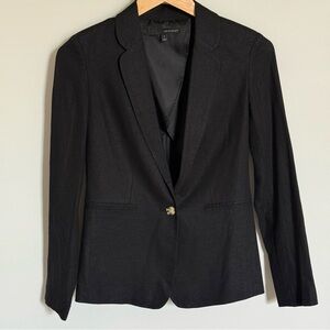 Harvé Benard Black Lightweight Linen Blend Single Button Blazer Size 2